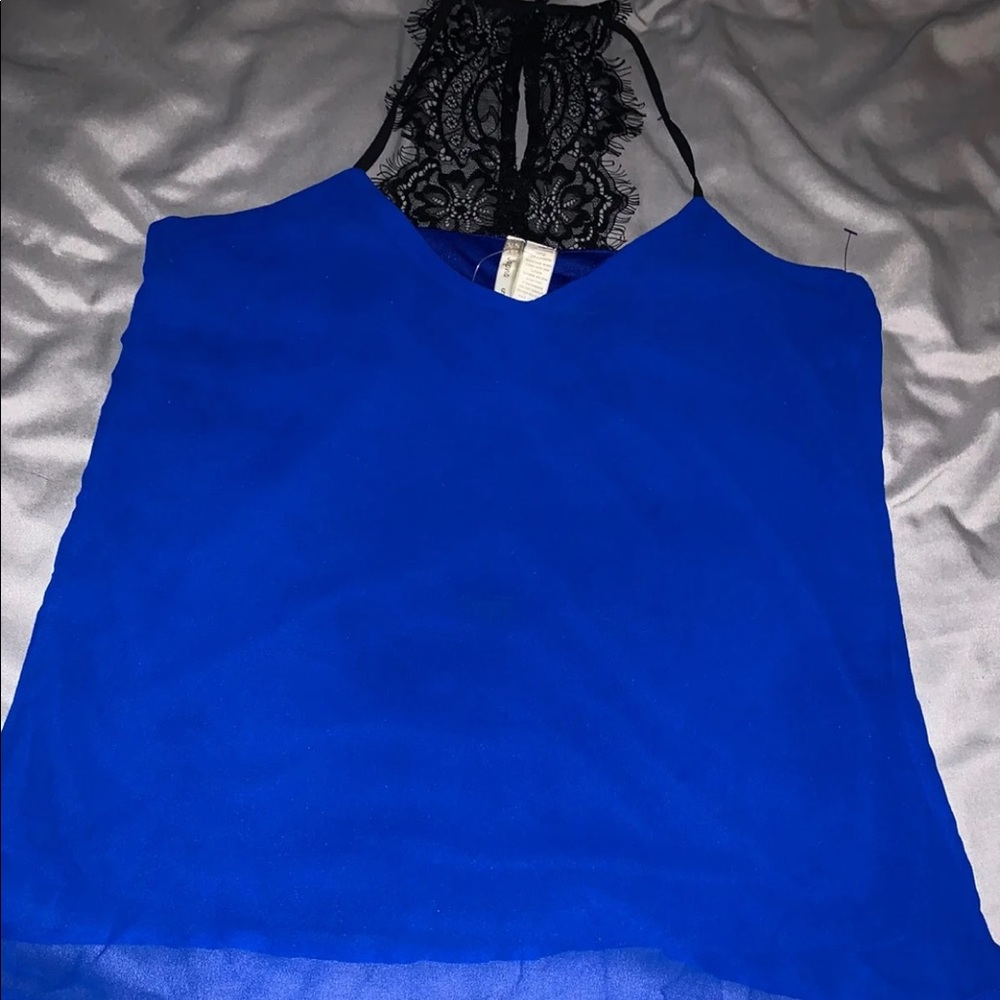 Royal blue lace trimmed camisole